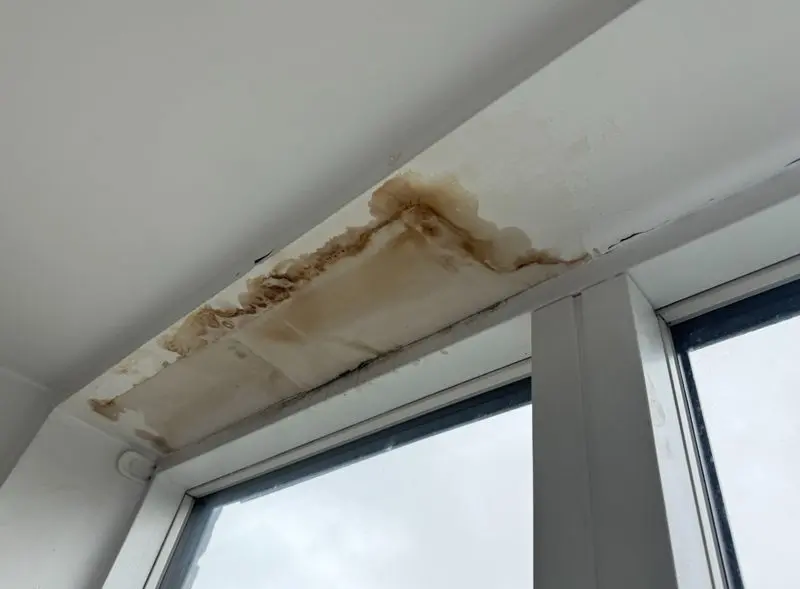 Water damage above a window at Hafer Road