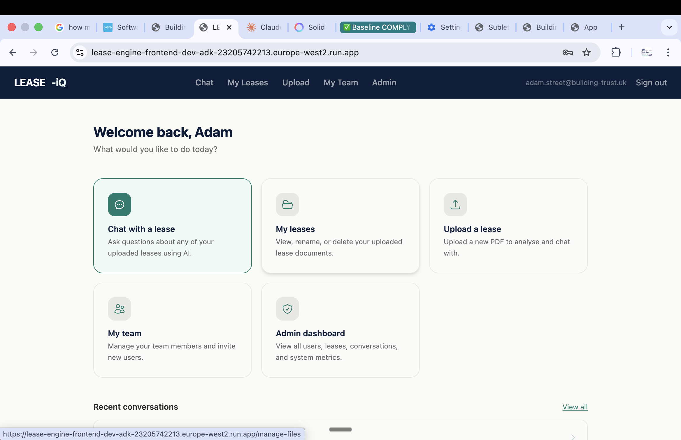 LEASE-iQ dashboard showing lease analysis and obligations