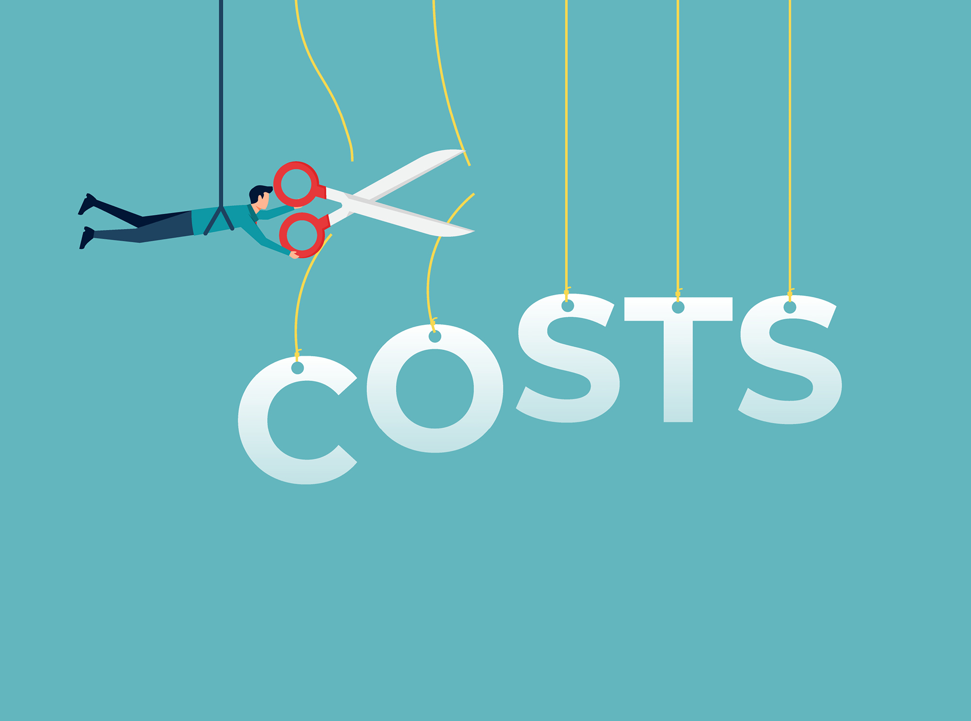 An illustration of rising costs being cut down